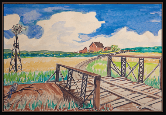 Windmill/Railroad scene